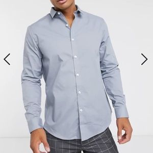 Long Sleeve Poplin Shirt in Gray